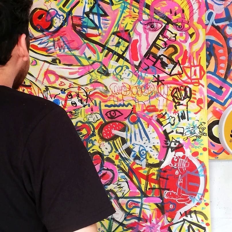 Acrílico sobre cartón sólido. 110 × 144 cm.