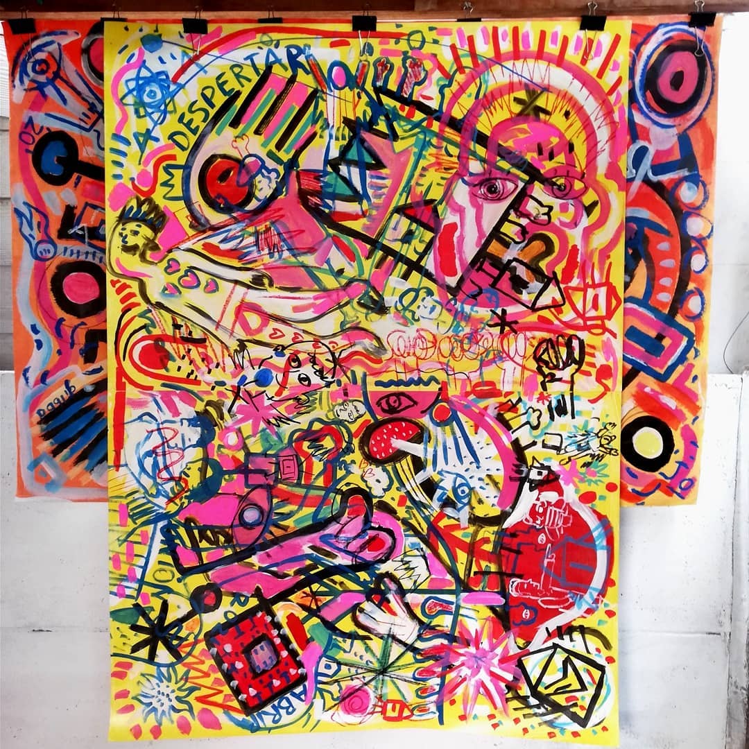 Acrílico sobre cartón sólido. 110 × 144 cm.