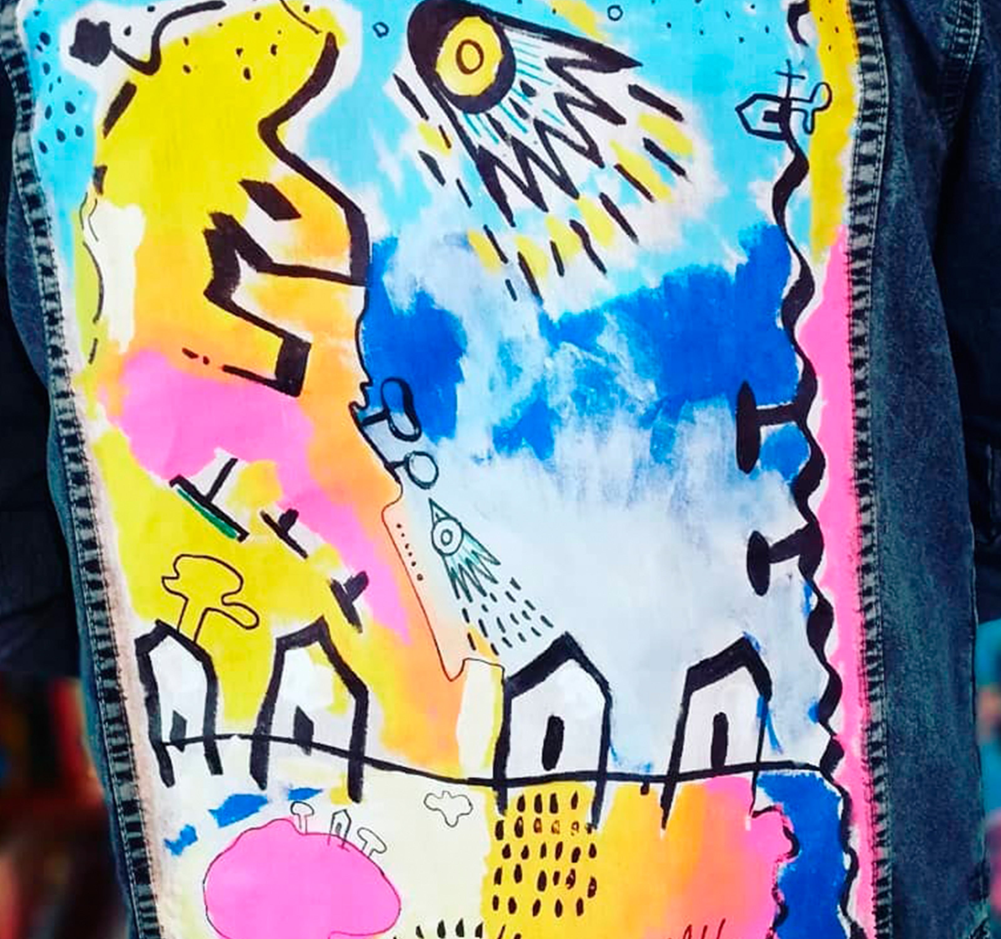 Denim jacket intervenida 100% a mano