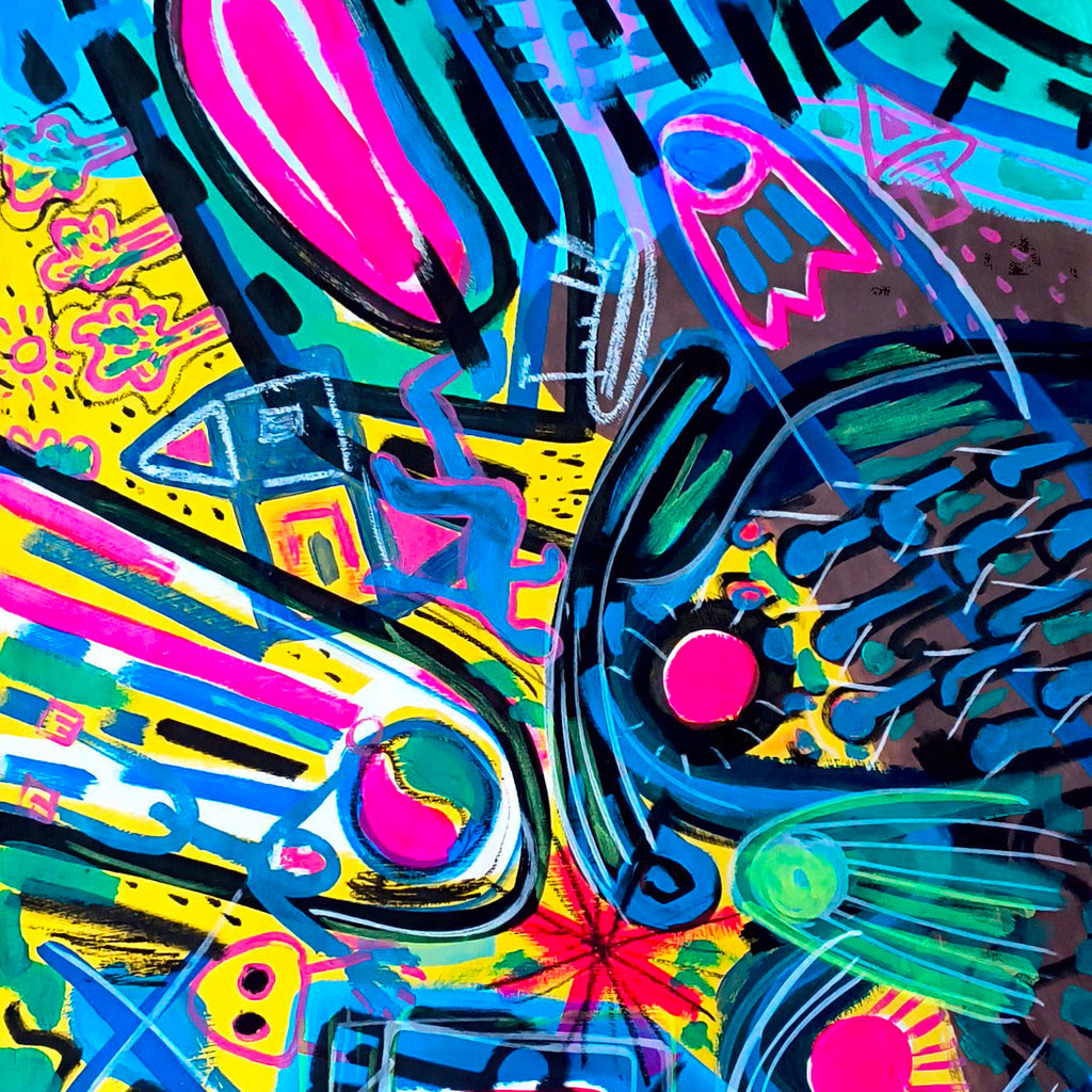 Vibral - Acrílico sobre papel de 80 gramos, formato 77 × 55 cm.