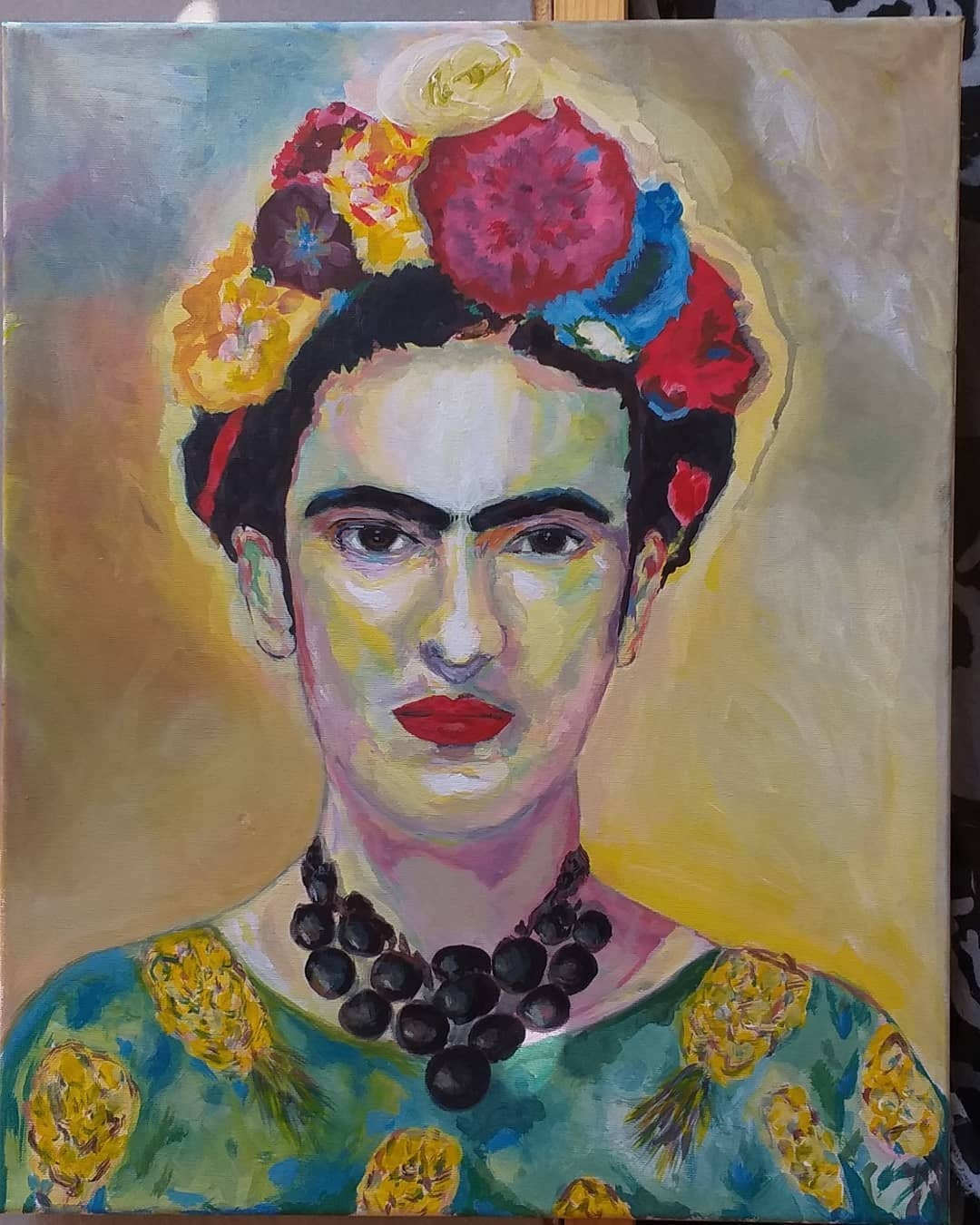 Lienzo 40 × 55 cm. técnica mixta sobre tela. Frida Kahlo
