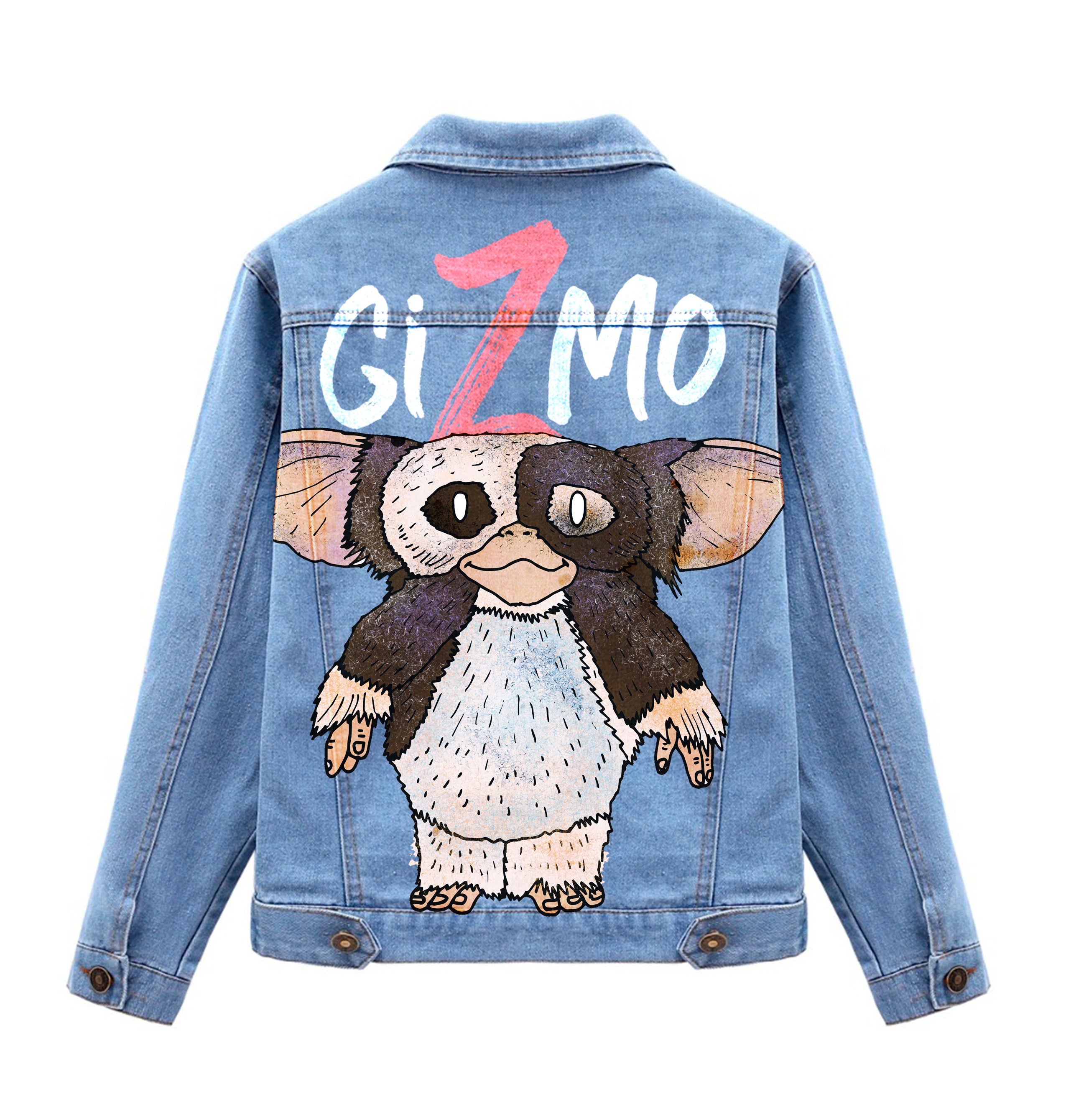 Chaqueta de jeans pintada a mano "Gizmo"