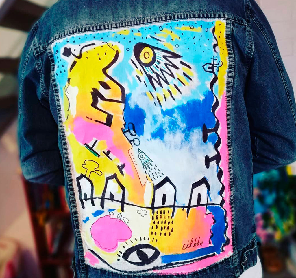Denim jacket intervenida 100% a mano